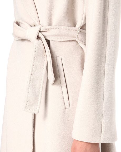 Max Mara Studio Studio Belted Wool Wrap Coat in White (Turtle dove) | Lyst