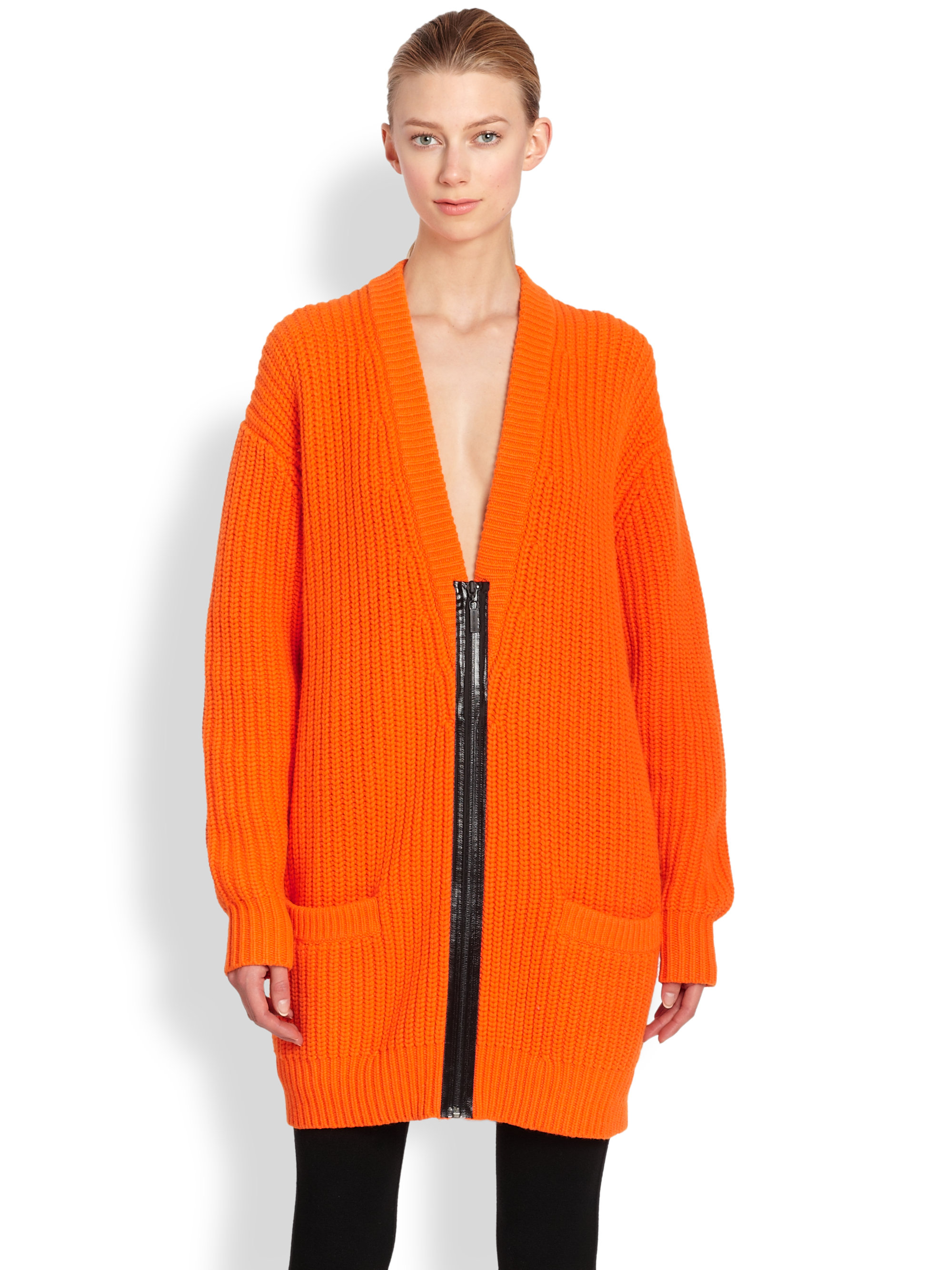 orange cashmere cardigan