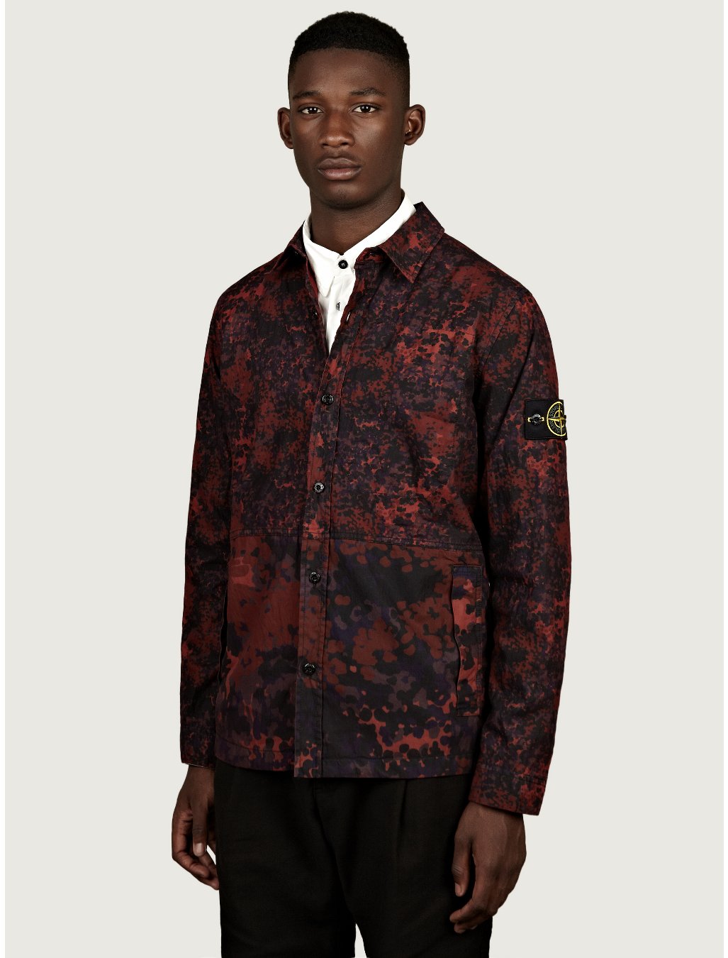 Stone Island Mens Camouflage Overshirt in Red for Men | Lyst