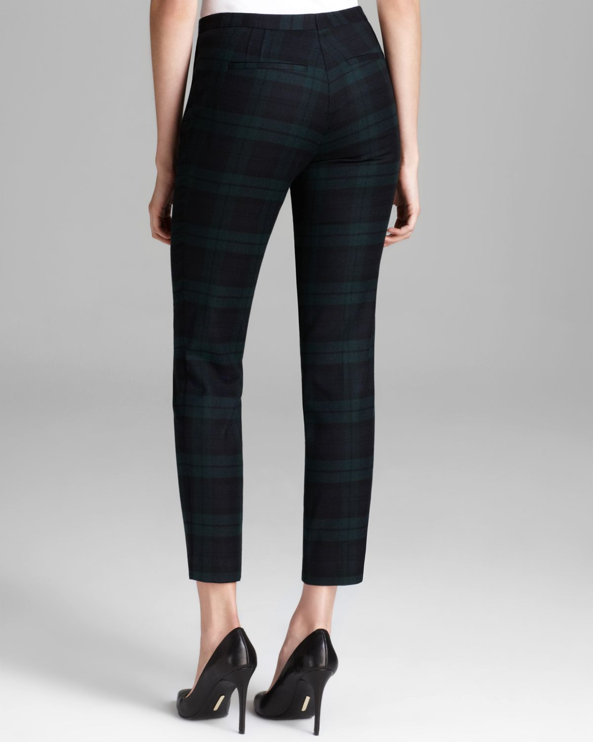 Theory Pants Fia Linear Plaid in Green - Lyst
