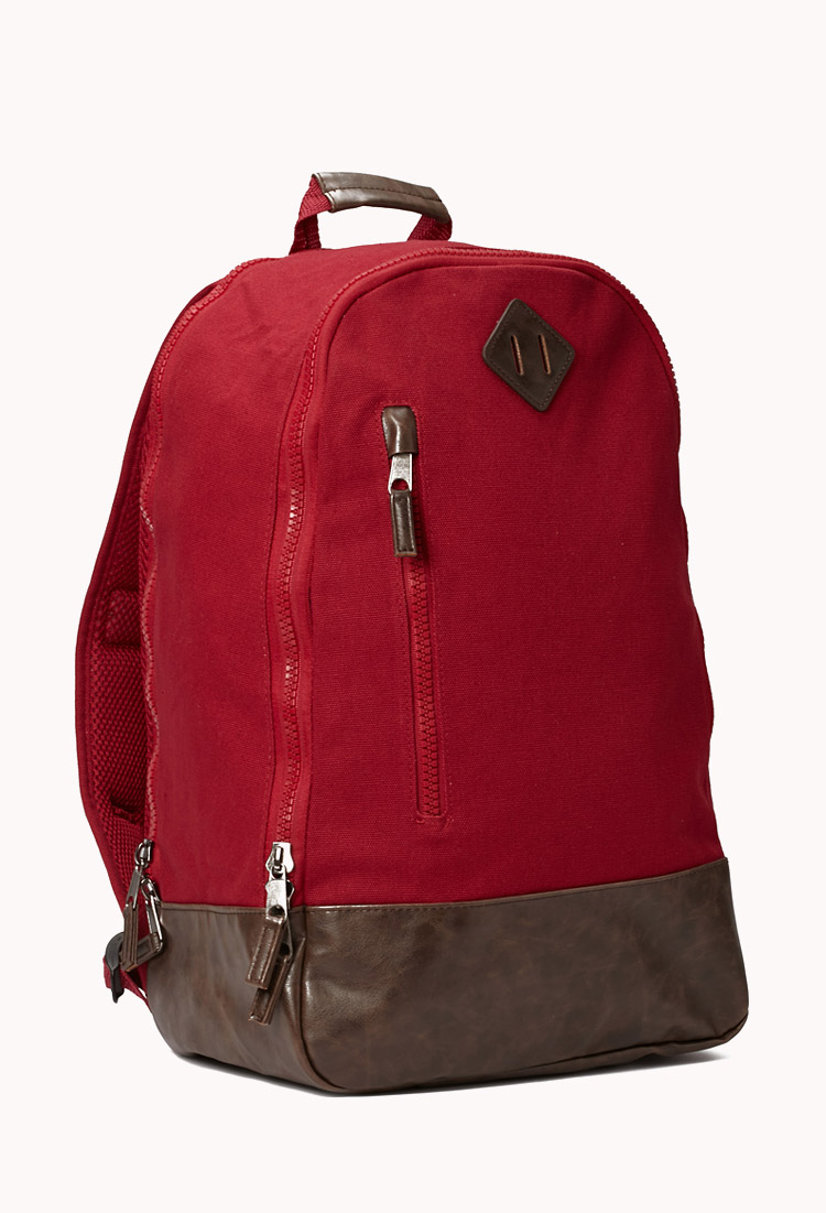 Lyst - Forever 21 Faux Leather Trim Backpack in Red for Men
