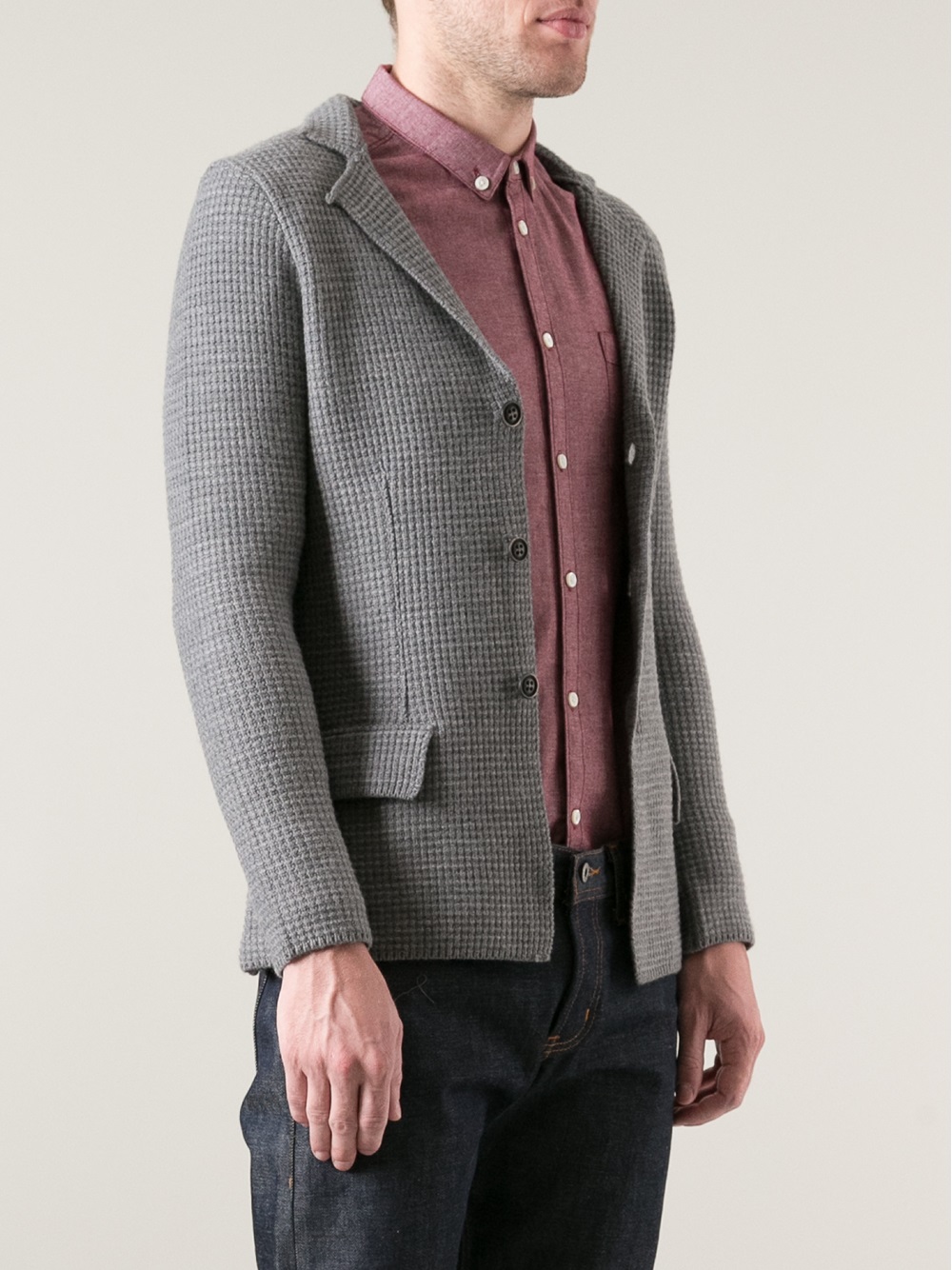 Bark Knitted Blazer Style Cardigan in Grey (Gray) for Men Lyst
