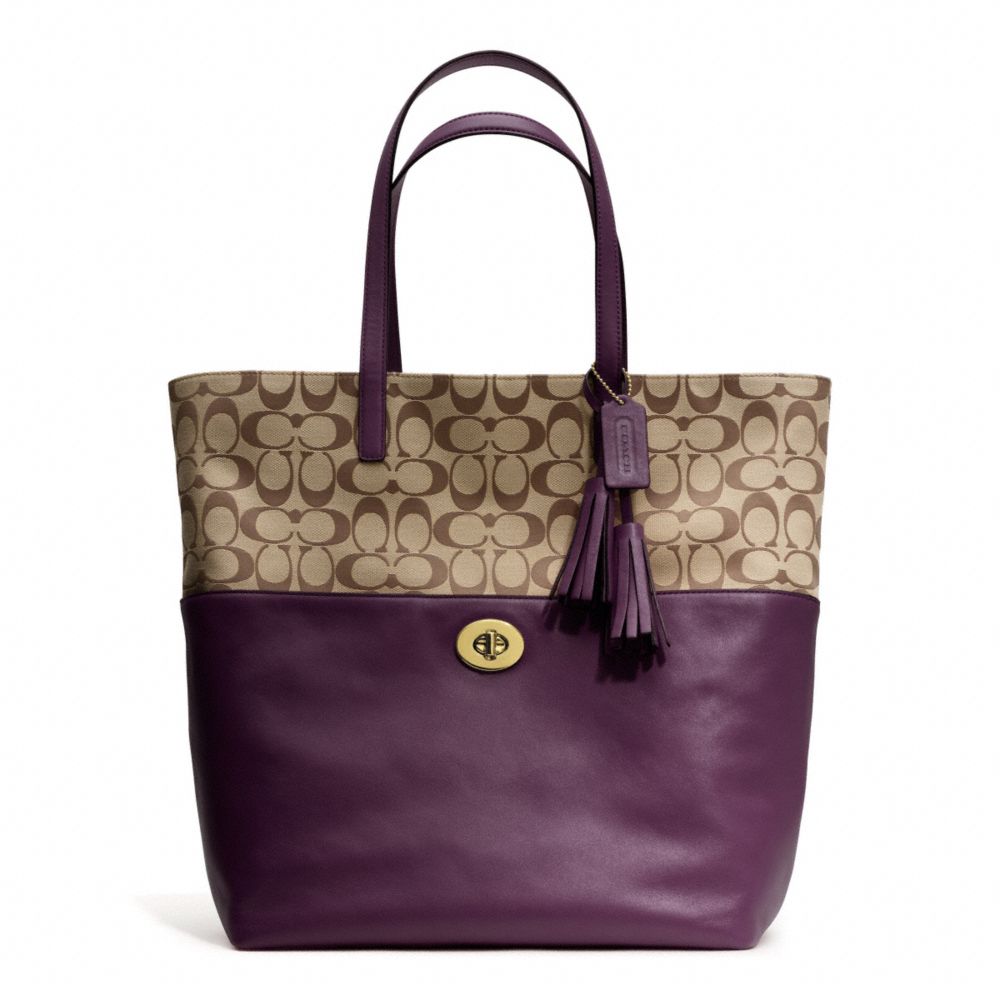 Lyst Coach Legacy Turnlock Tote in Signature Fabric in Purple