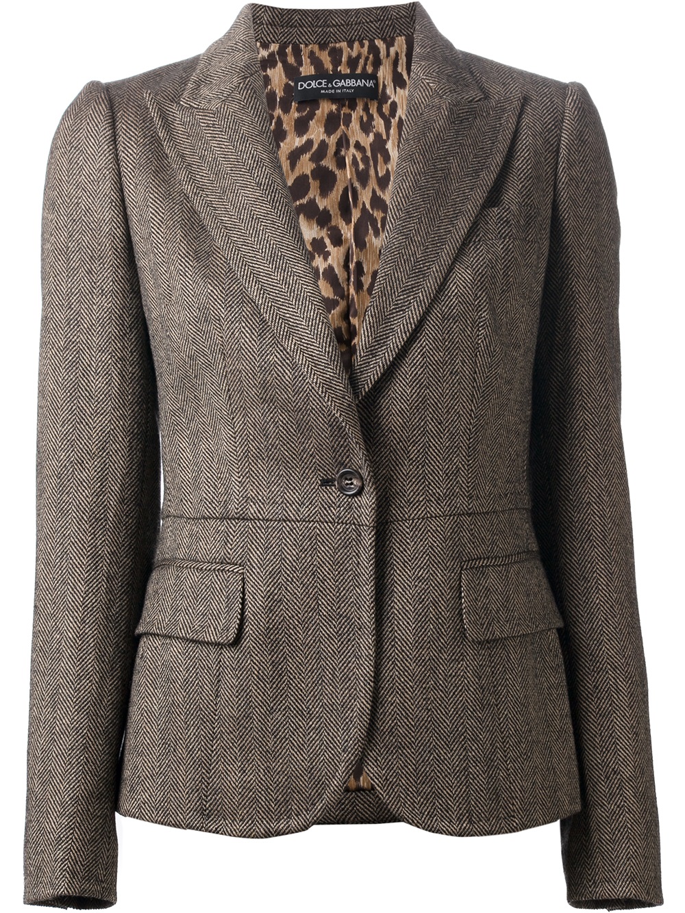Dolce & Gabbana Herringbone Blazer in Brown Lyst