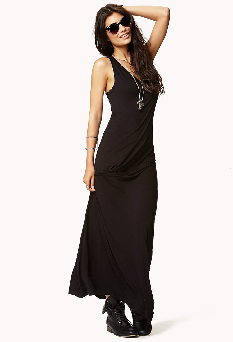 Forever 21 Knit Maxi Dress in Black - Lyst