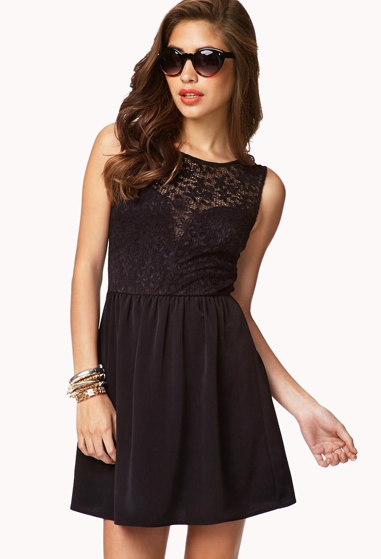 Lyst - Forever 21 Sweetheart Lace Sleeveless Dress in Black