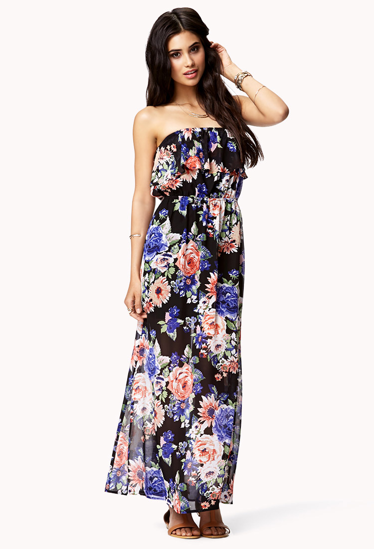 floral tube maxi dress