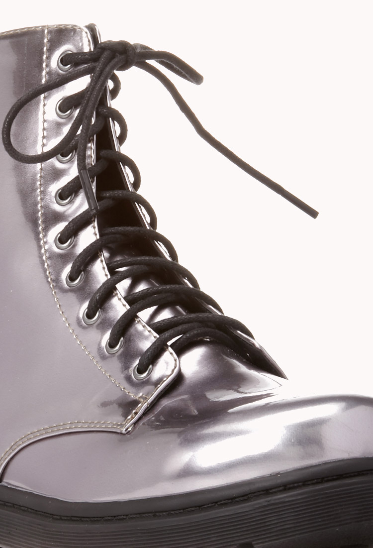 Forever 21 Sleek Combat Boots in Metallic Lyst