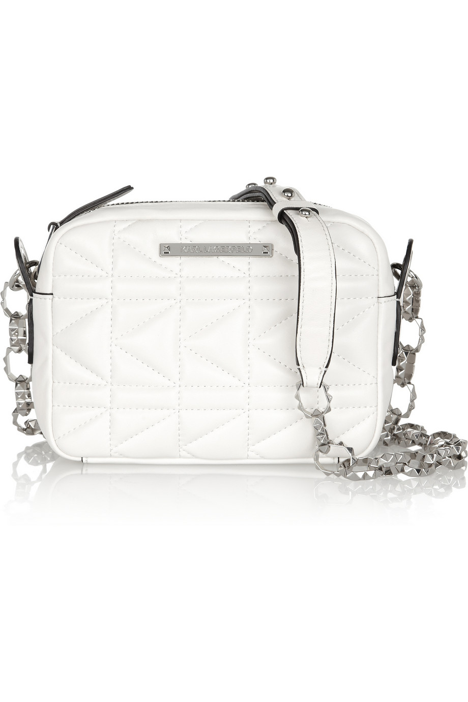 Lyst Karl lagerfeld Quilted Leather Shoulder Bag in White
