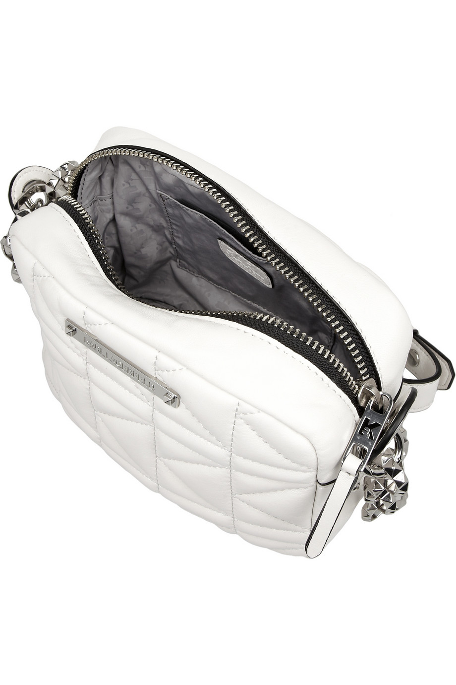 Karl lagerfeld Quilted Leather Shoulder Bag in White Lyst