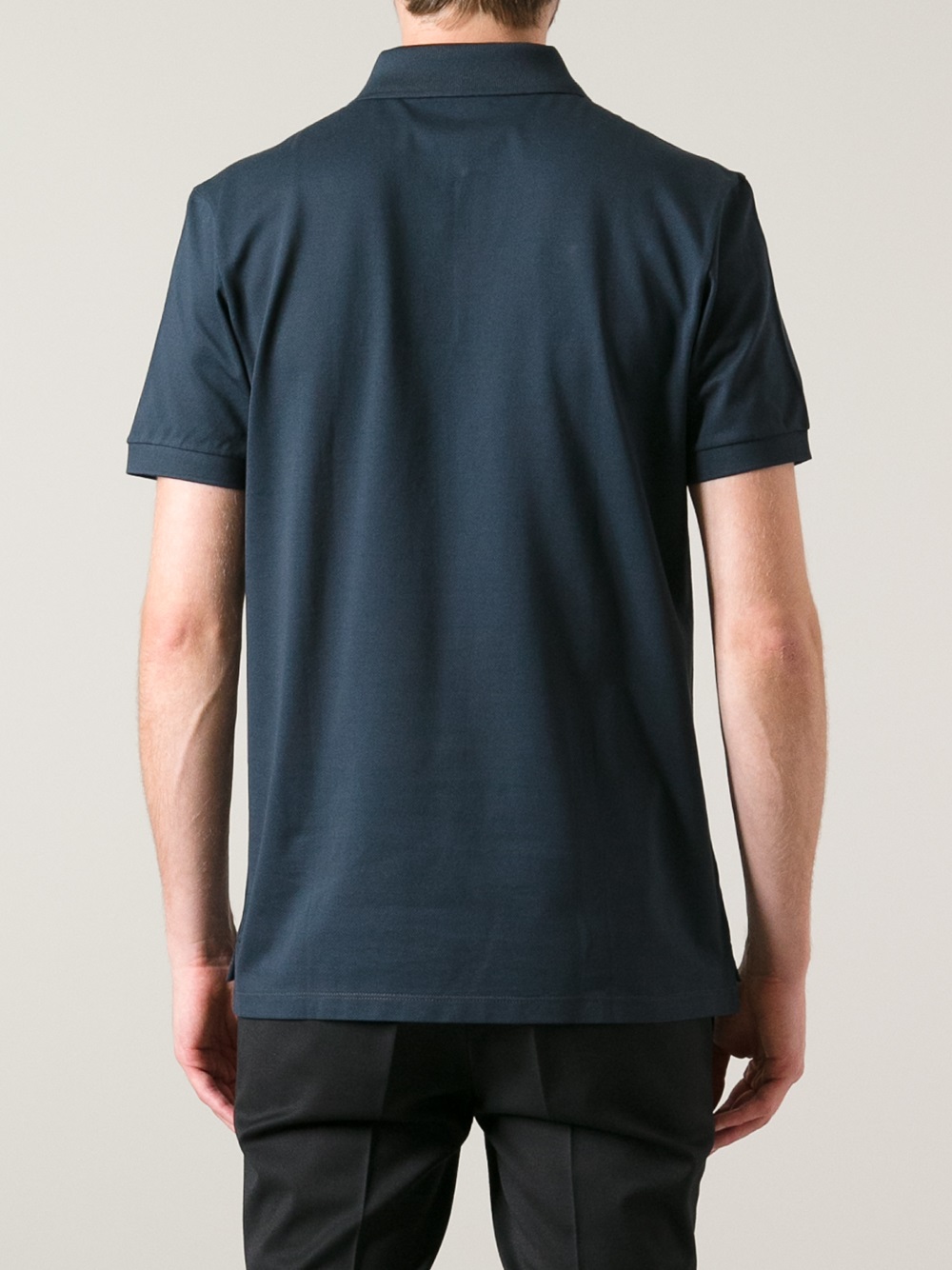 men contrast collar polo shirt