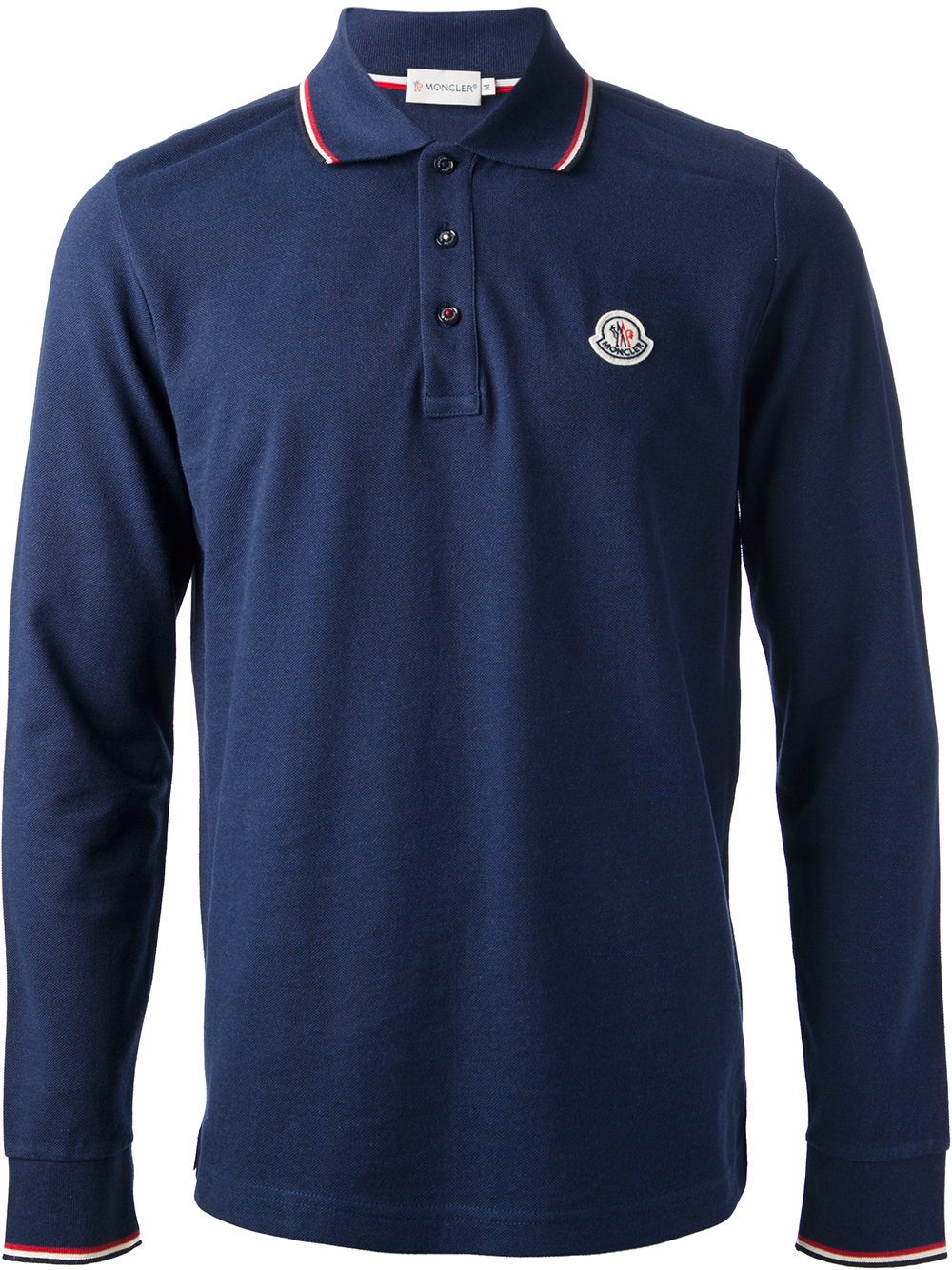 Moncler Long Sleeve Polo Shirt in Blue for Men - Lyst