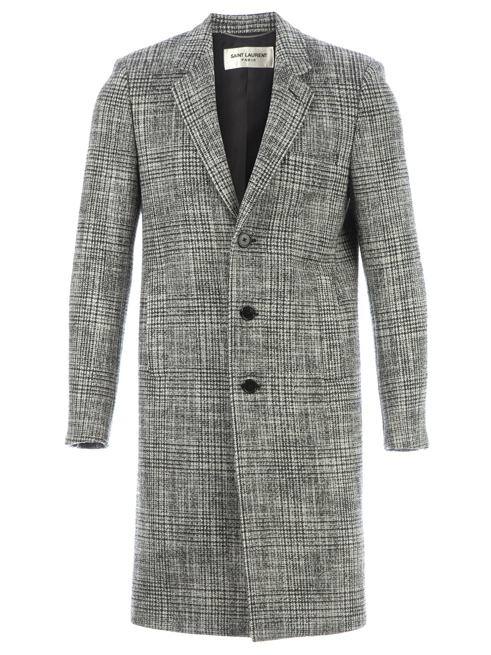 Saint Laurent Checked Coat in Black (Gray) for Men - Lyst