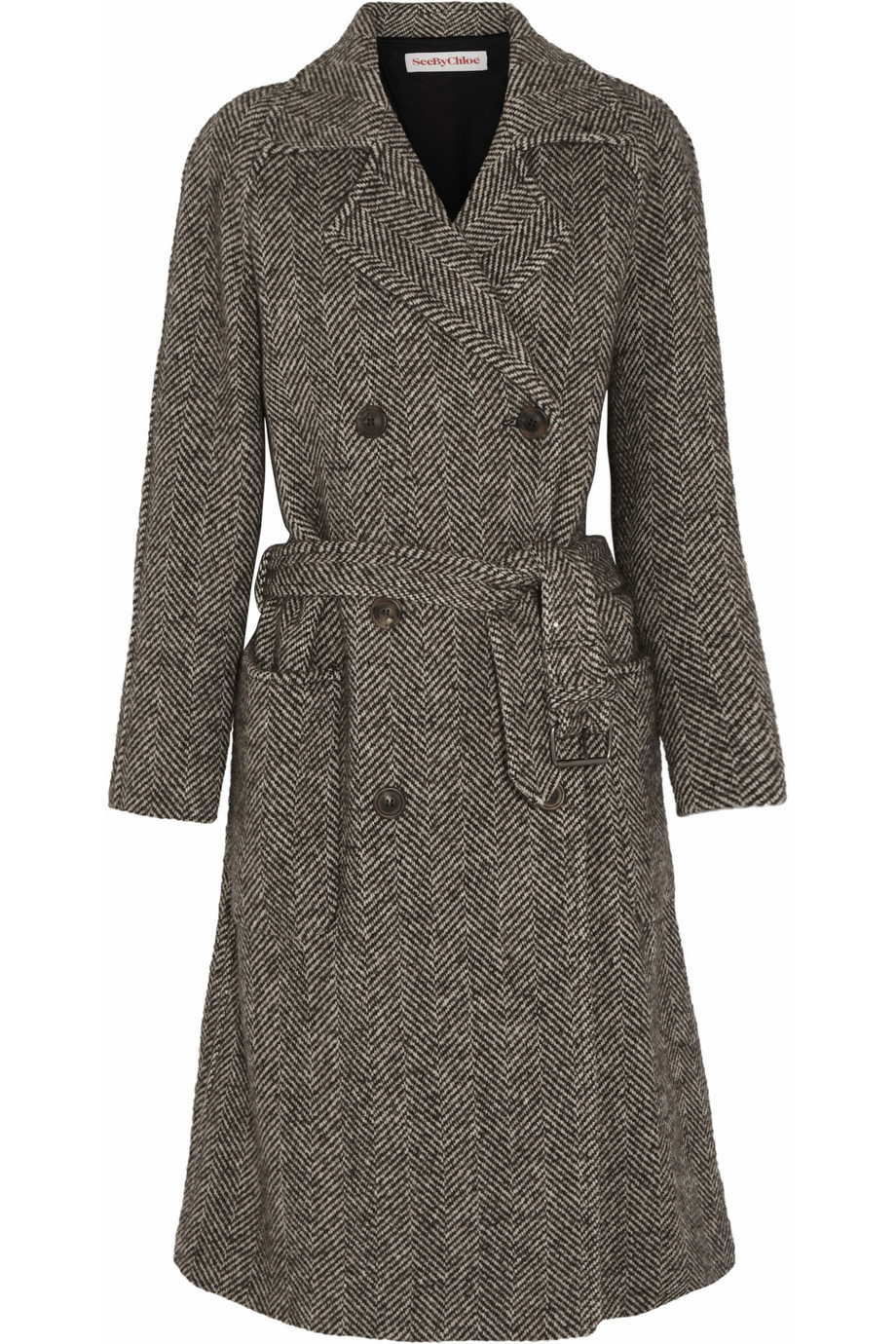 Lyst - See By Chloé Herringbone Wool-Blend Coat in Green