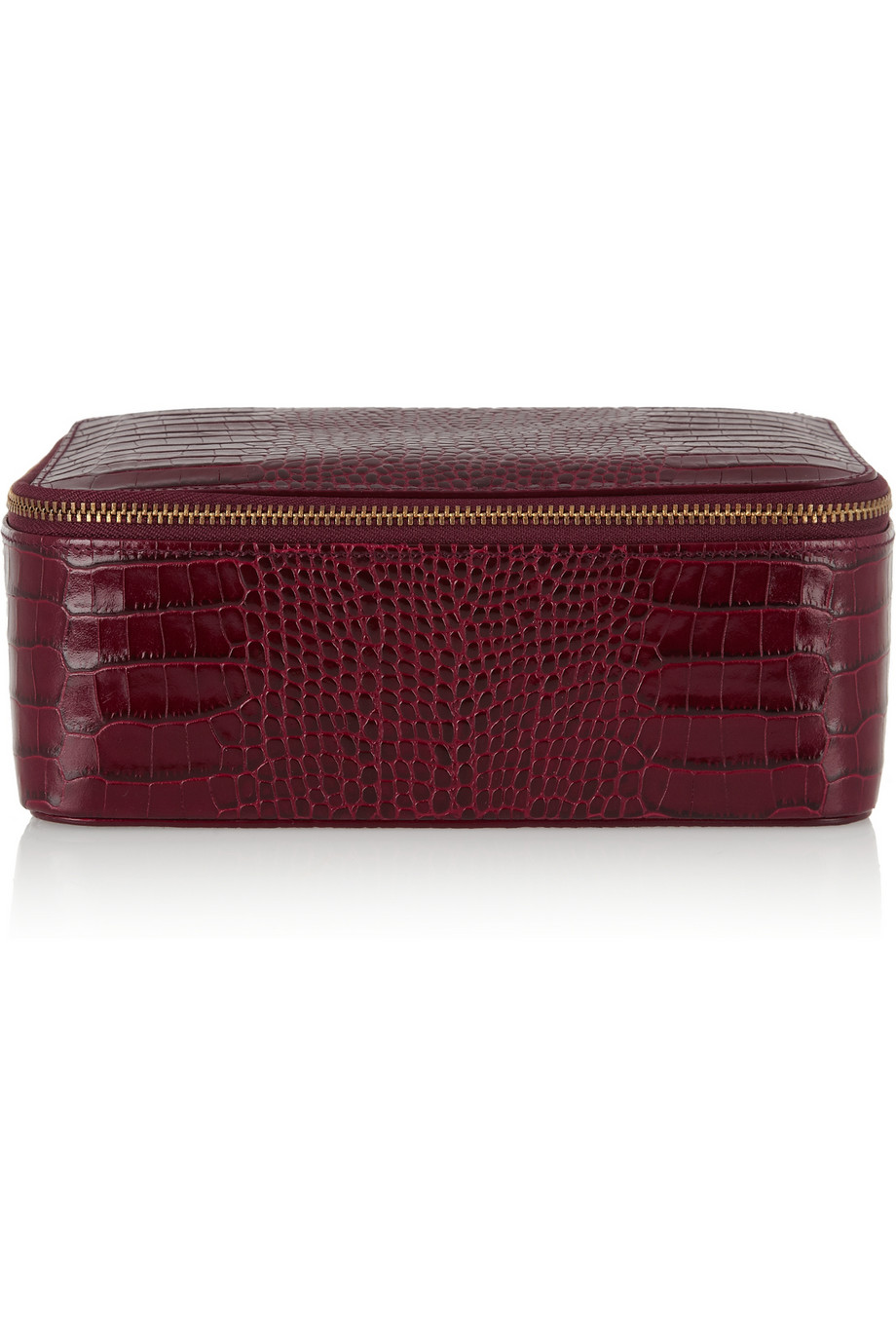 Smythson Mara Croceffect Leather Jewelry Case in Burgundy (Purple) - Lyst
