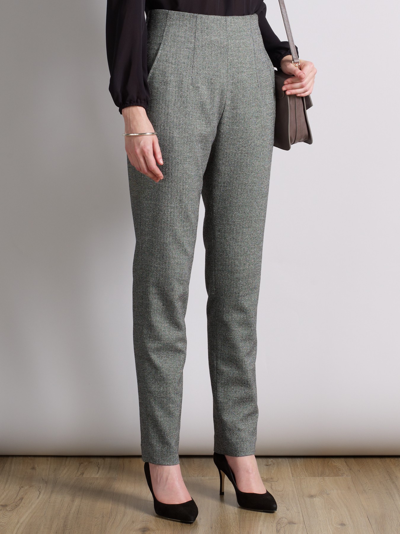 high waisted tweed trousers