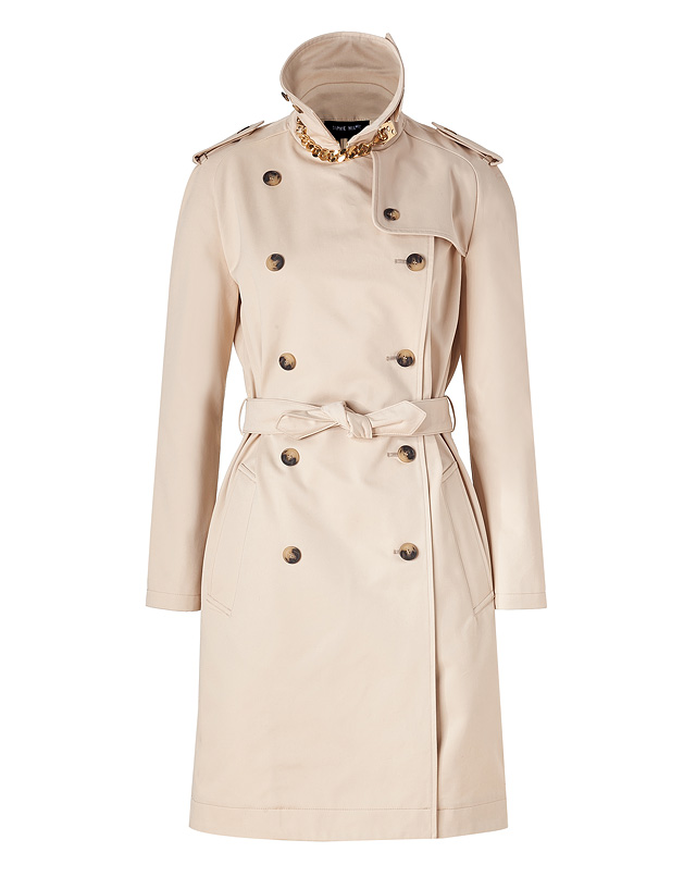 Lyst - Sophie Hulme Cream Cotton Trench Coat with Goldplated Chain ...