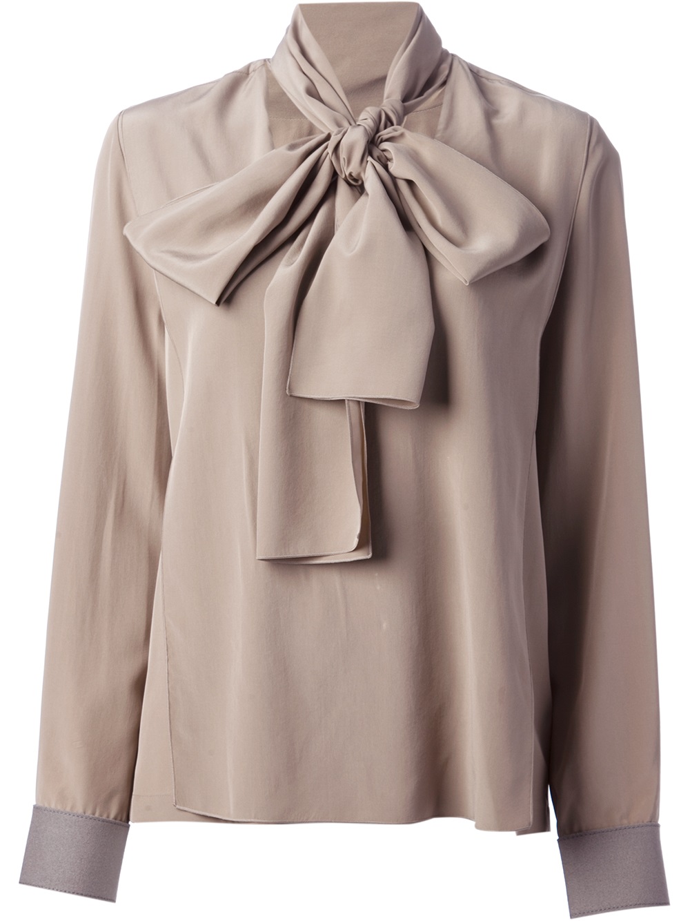 Victoria Beckham Pussy Bow Blouse in Gray | Lyst