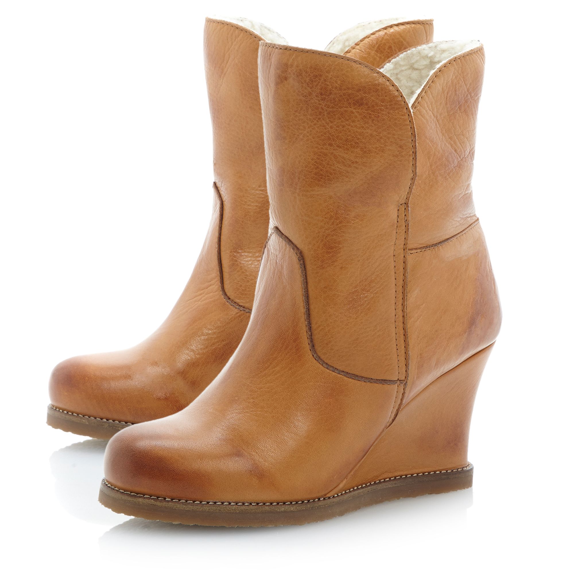 leather winter boots with wedge crepe sole
