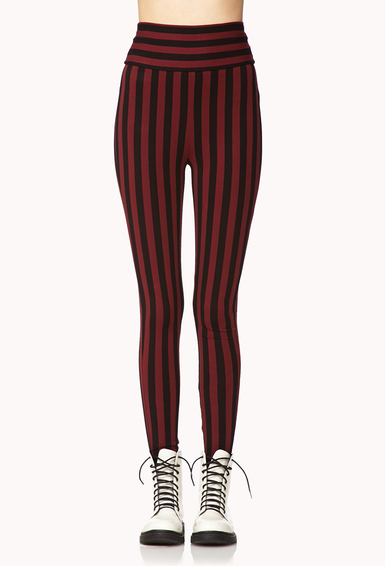 burgundy and black leggings
