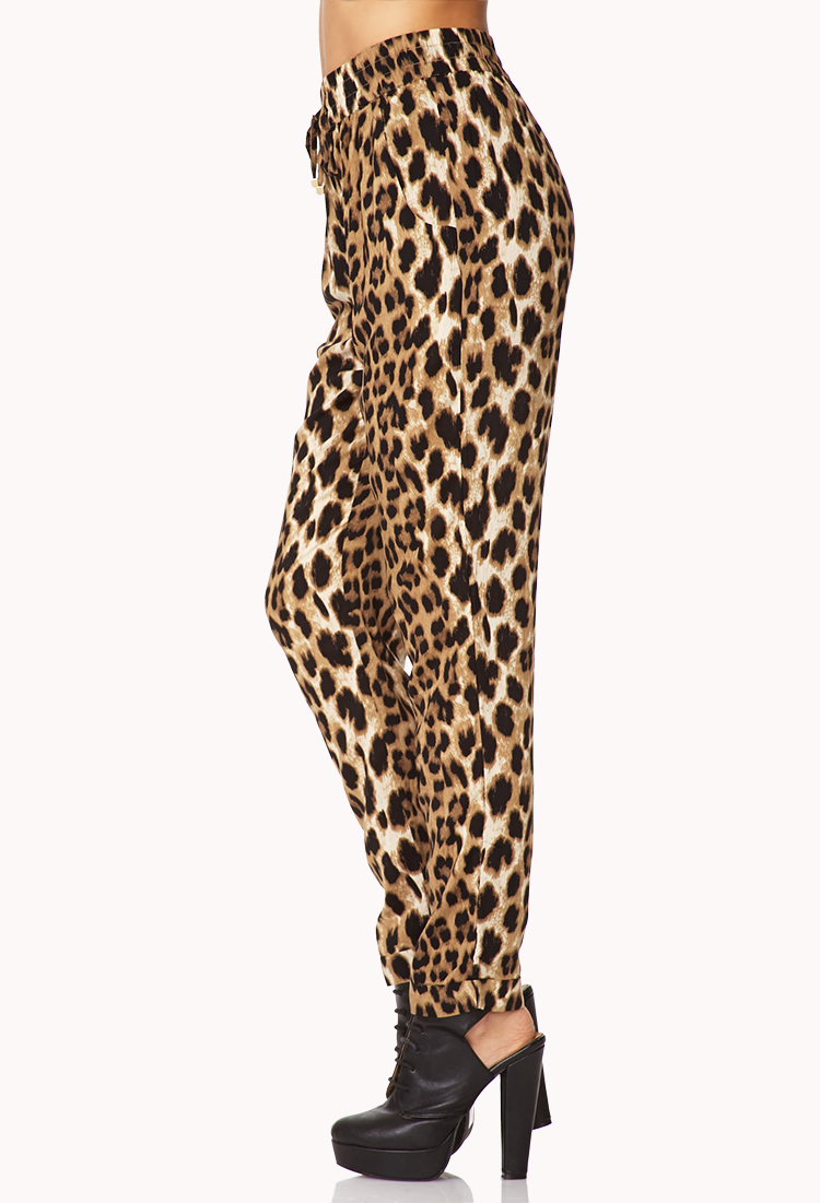 black leopard print pants