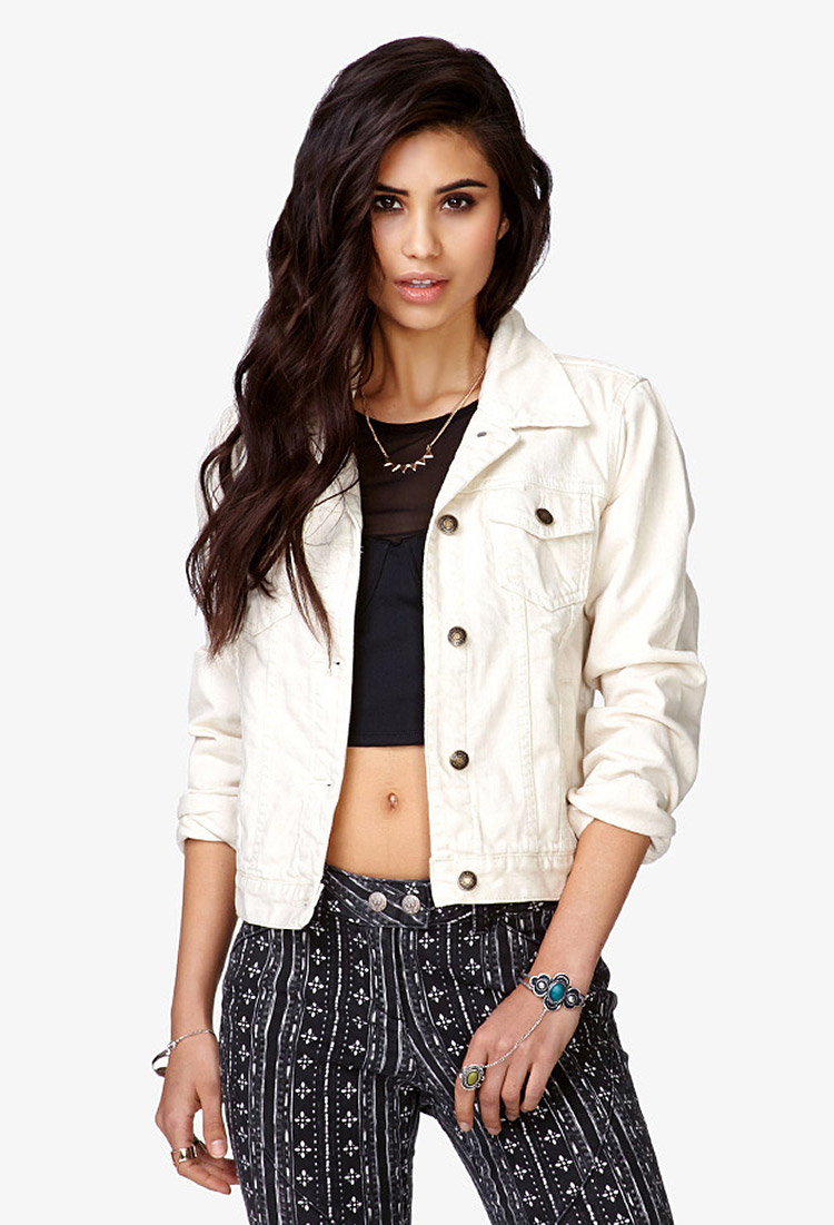 cream colored jean jacket