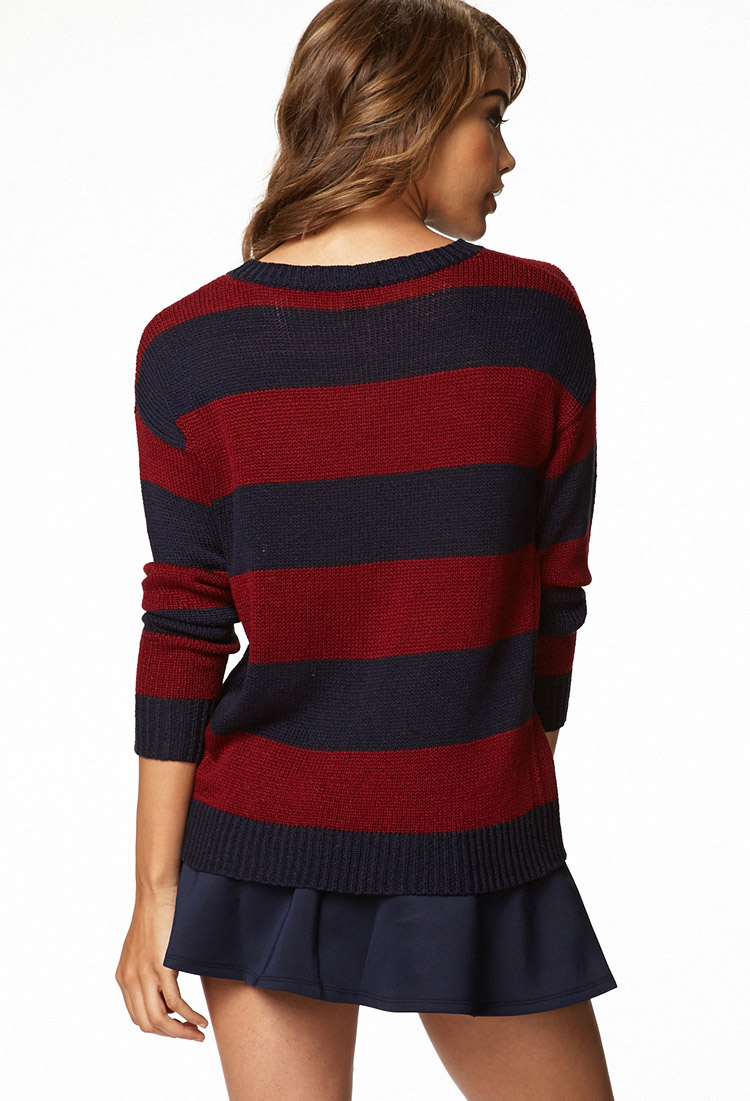 Forever 21 Rugby Stripe Sweater in Red Lyst