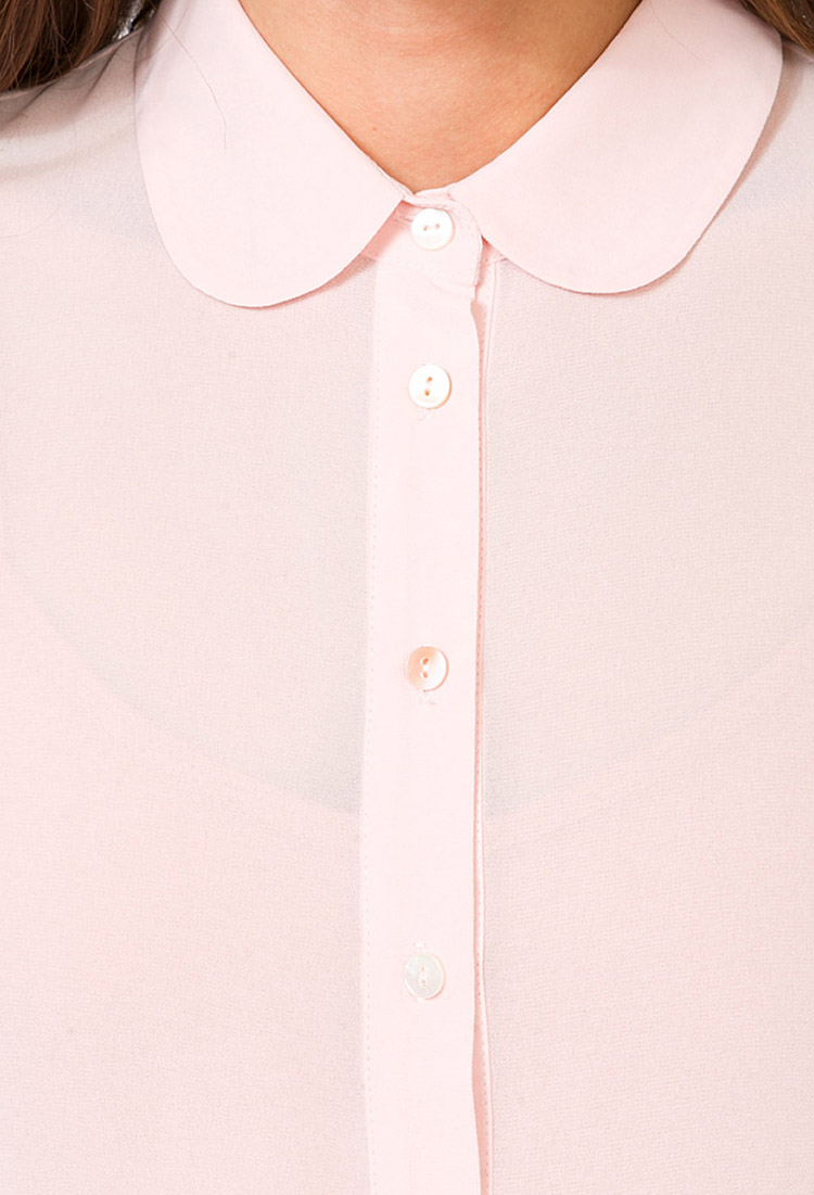 pink peter pan collar top