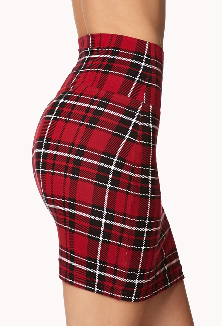 plaid bodycon mini skirt