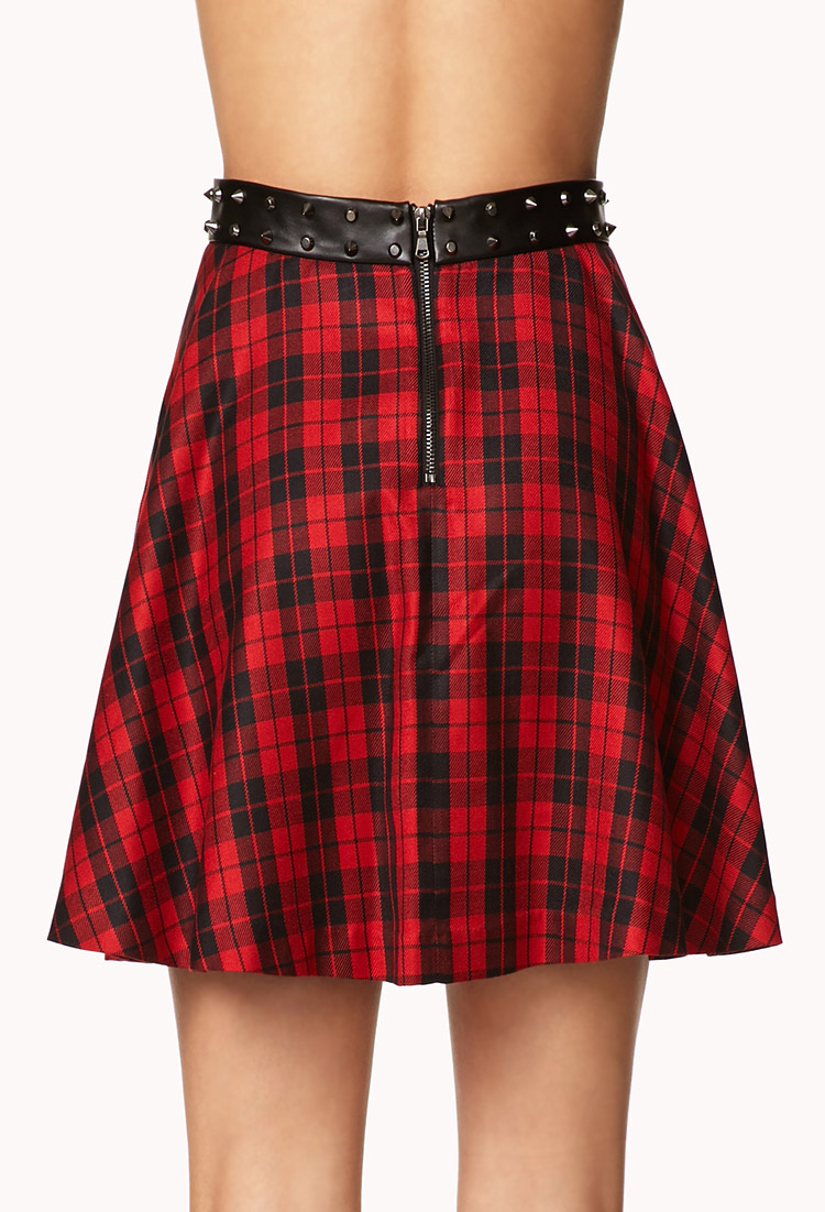 Lyst - Forever 21 Rebel Plaid Skater Skirt in Red