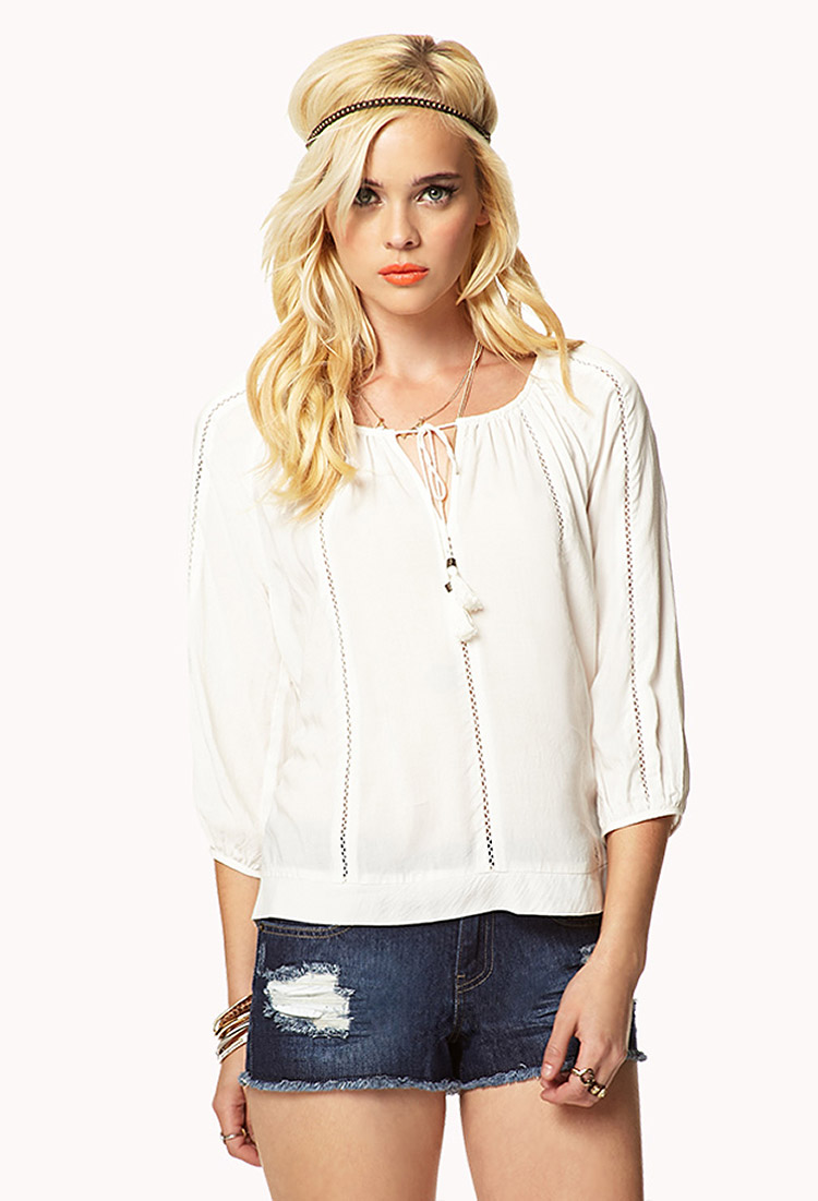 forever 21 white peasant top