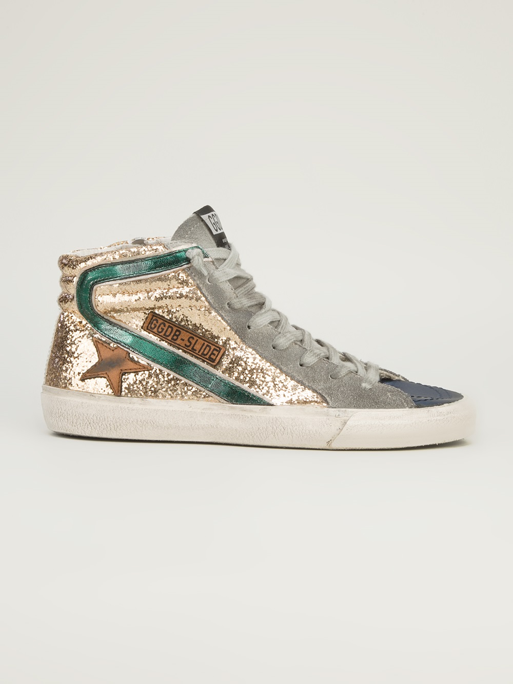 Golden Goose Deluxe Brand Glitter Hitop Trainer in Metallic Lyst