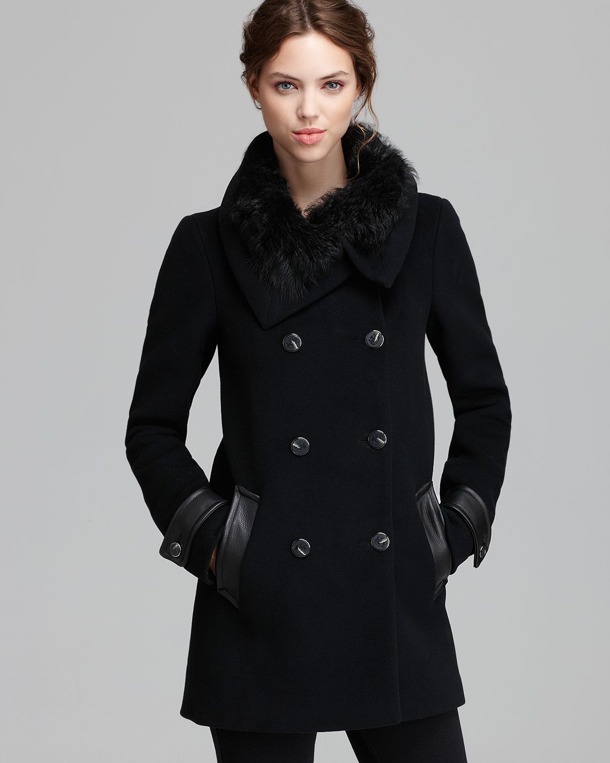 Lyst - Mackage Coat Joy Fur Trim Collar in Black