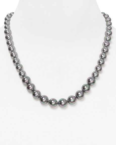 Majorica Graduated Gray Manmade Pearl Necklace 20 in Gray (Grey) | Lyst