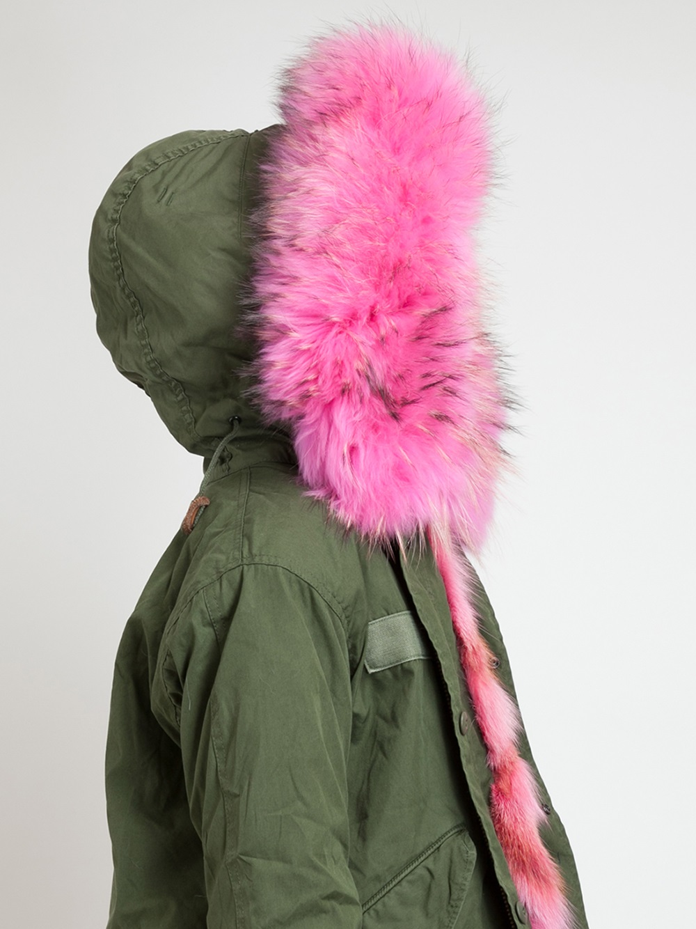 Mr & Mrs Italy Pink Fur Lined Parka Jacket in Green | Lyst