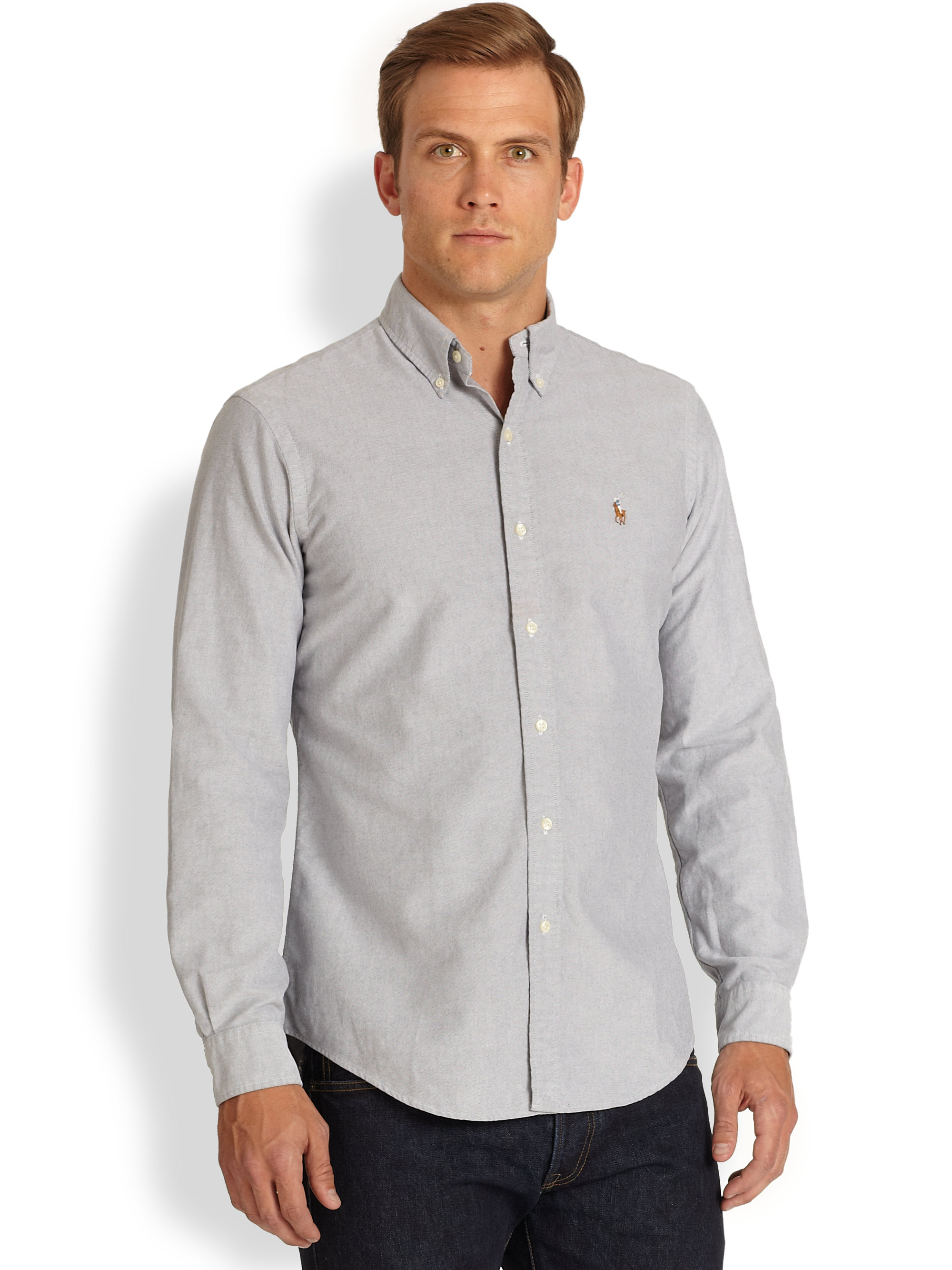 Polo Ralph Lauren Custom-Fit Cotton Oxford Sportshirt in Slate (Gray) for  Men | Lyst