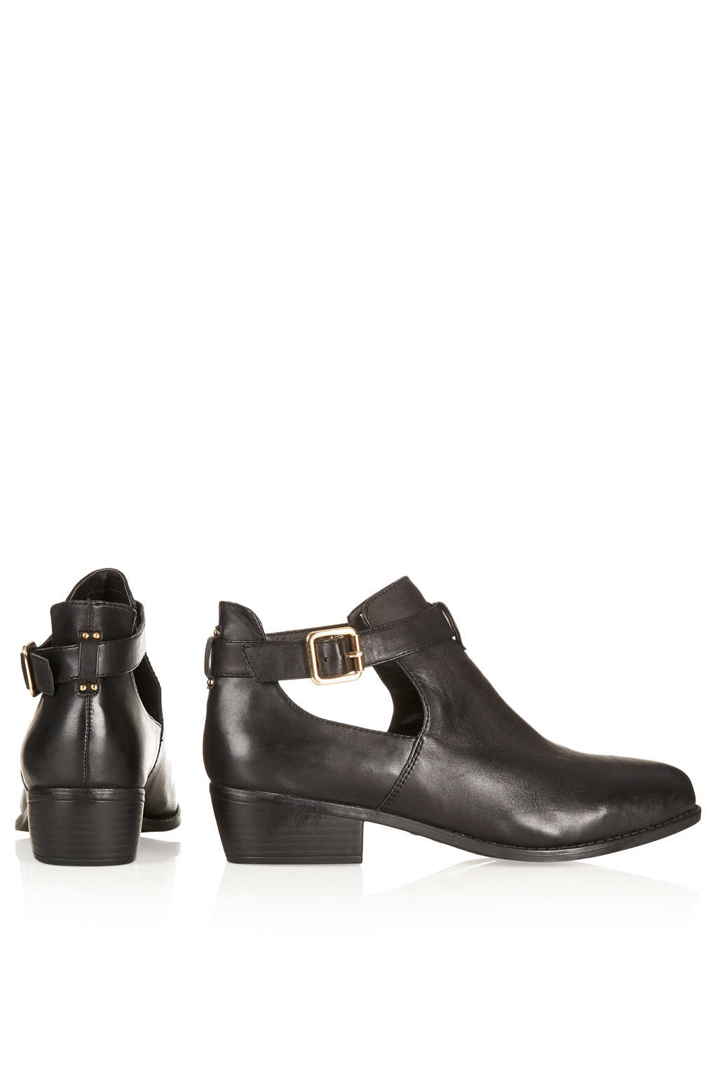 TOPSHOP Monti Cut Out Leather Boots in Black - Lyst