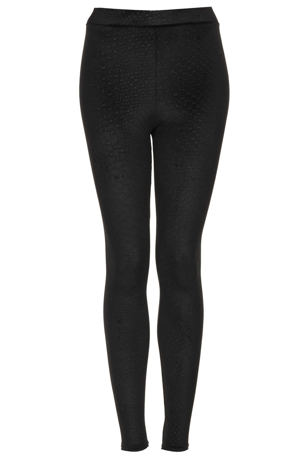 Lyst Textured Velvet Croc Leggings in Black