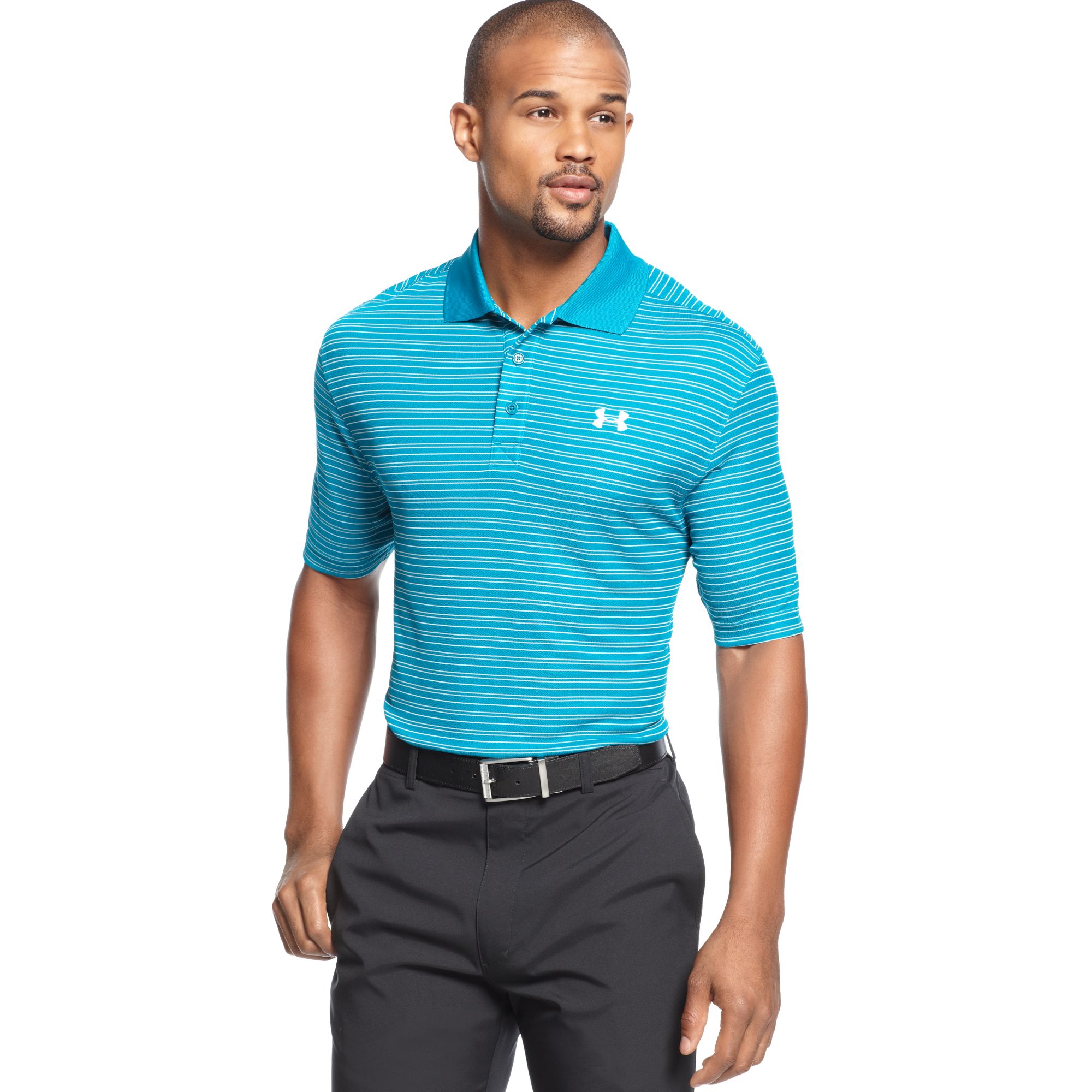 Lyst - Under armour Draw Stripe Pique Polo in Blue for Men