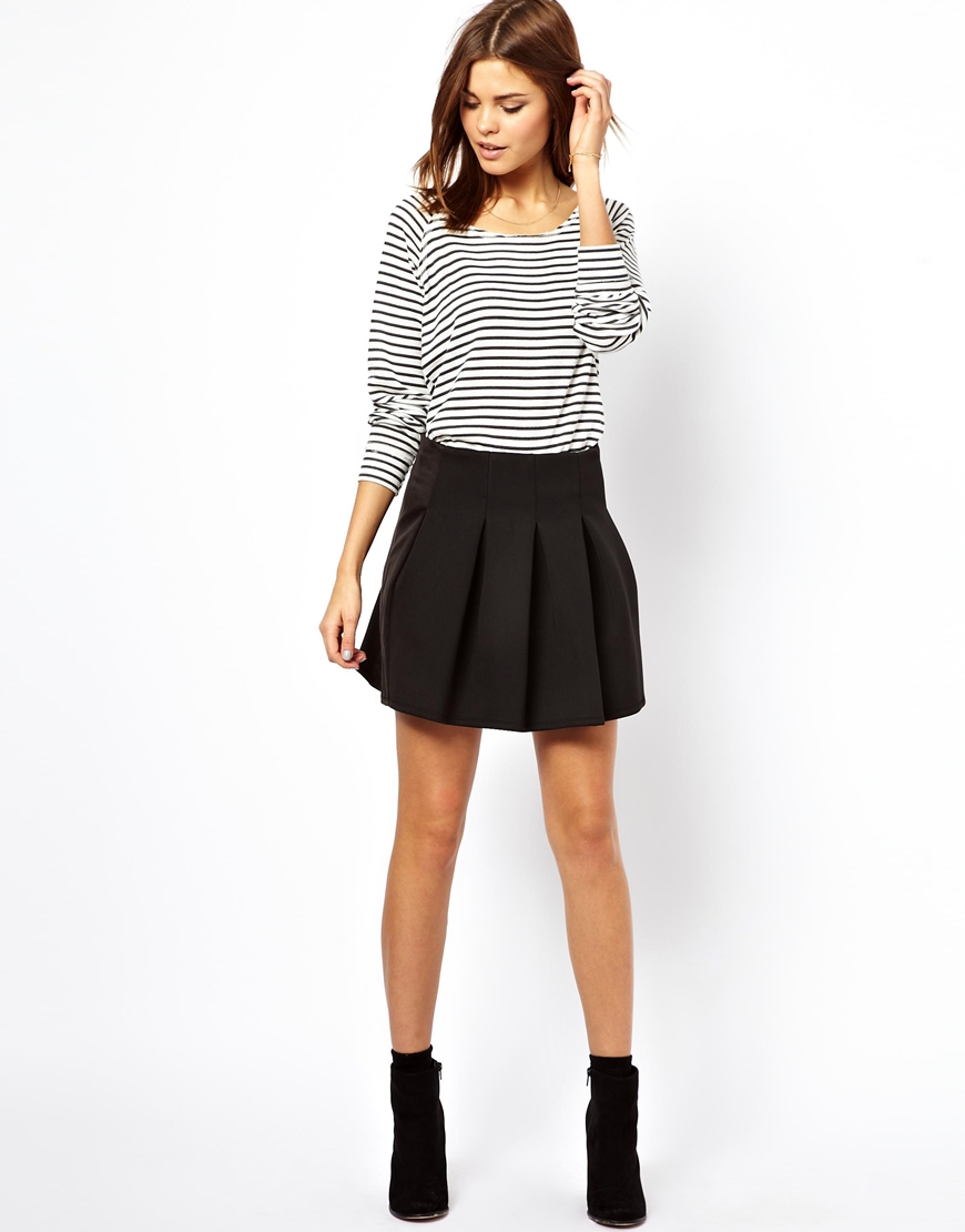 Lyst - Asos A Wear Leather Look Box Pleated Skirt in Black