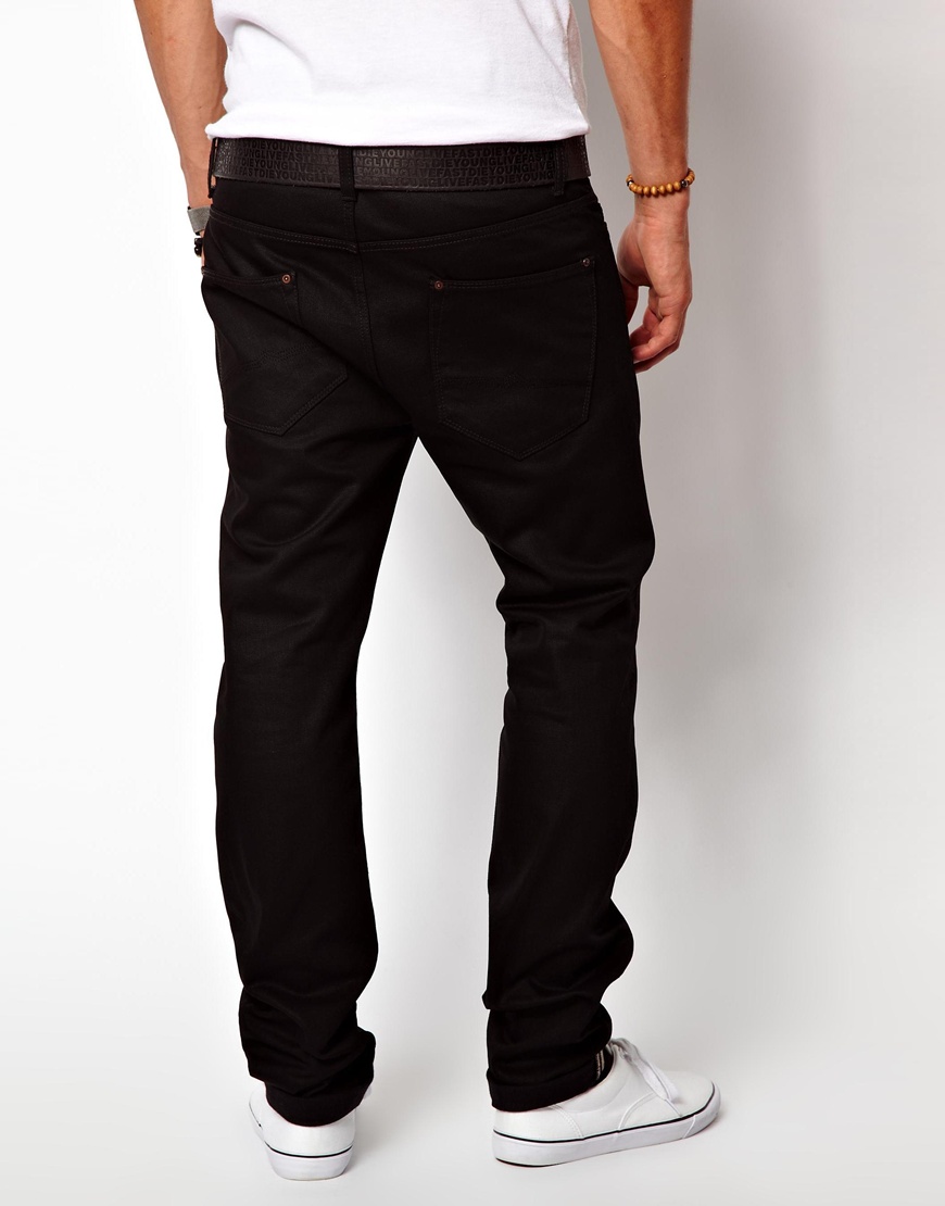 asos design stretch slim jeans in black