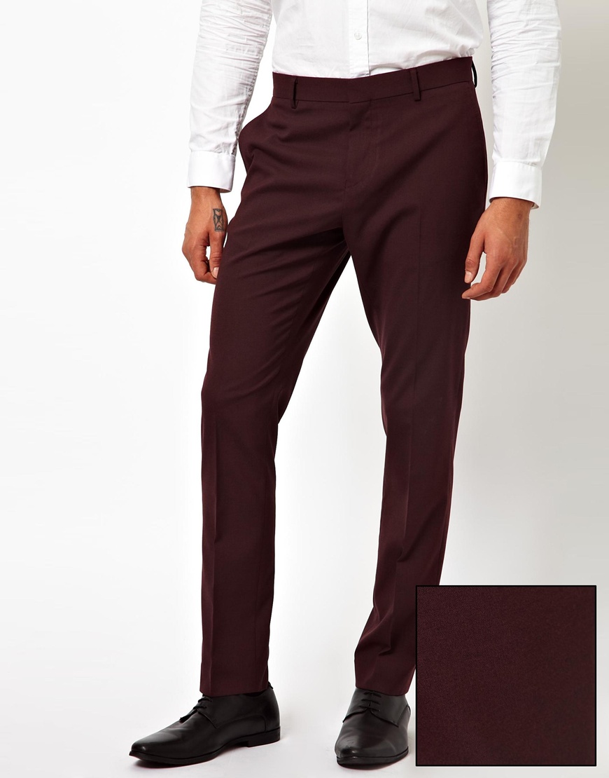 Asos Skinny Fit Suit Trousers In Burgundy in Purple for Men (Burgundy ...