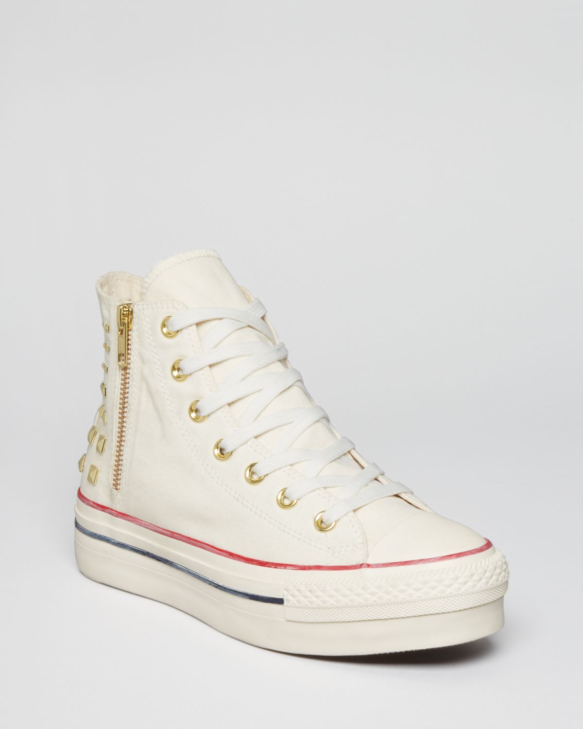 Converse Lace Up High Top Platform Sneakers All Star Collar Studs in