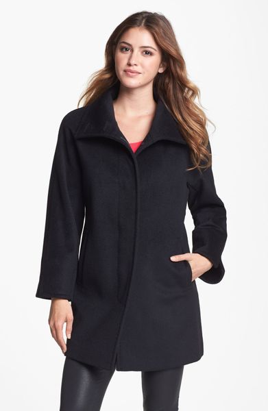 Ellen Tracy Wool Blend Aline Coat in Black | Lyst