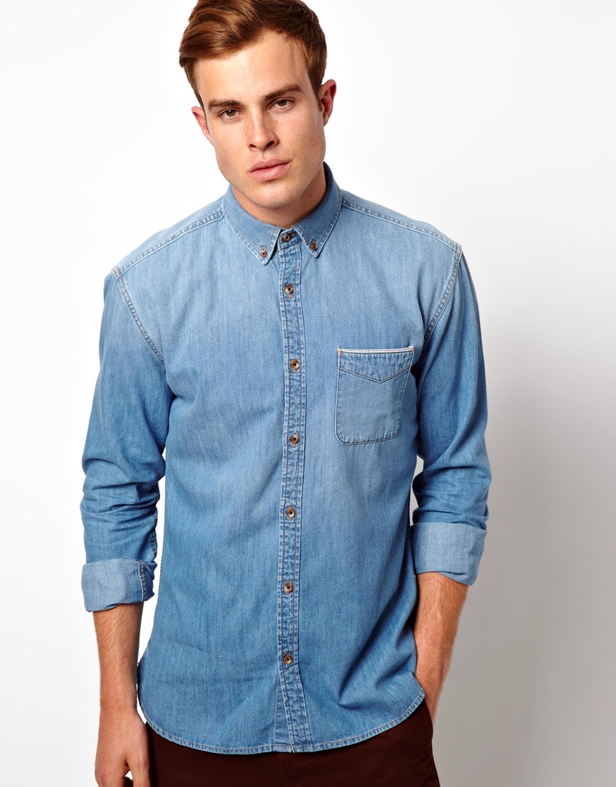 Update 219+ light wash denim shirt mens super hot