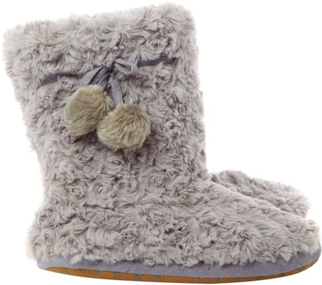 Therapy Curly Fur Booties in Gray (Grey) | Lyst