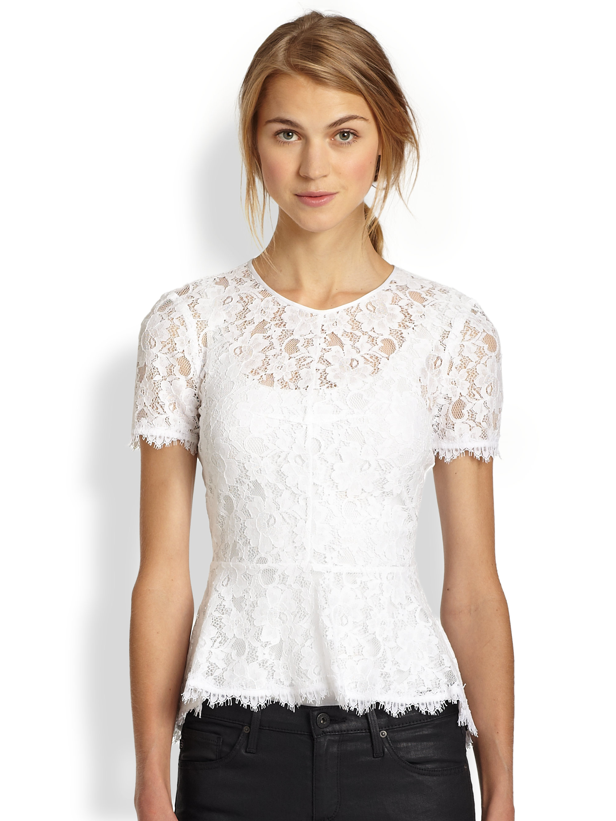 white lace peplum top