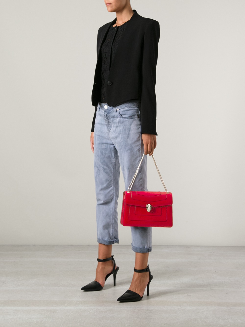 Lyst Bvlgari Serpenti Leather Shoulder Bag In Red Gallery
