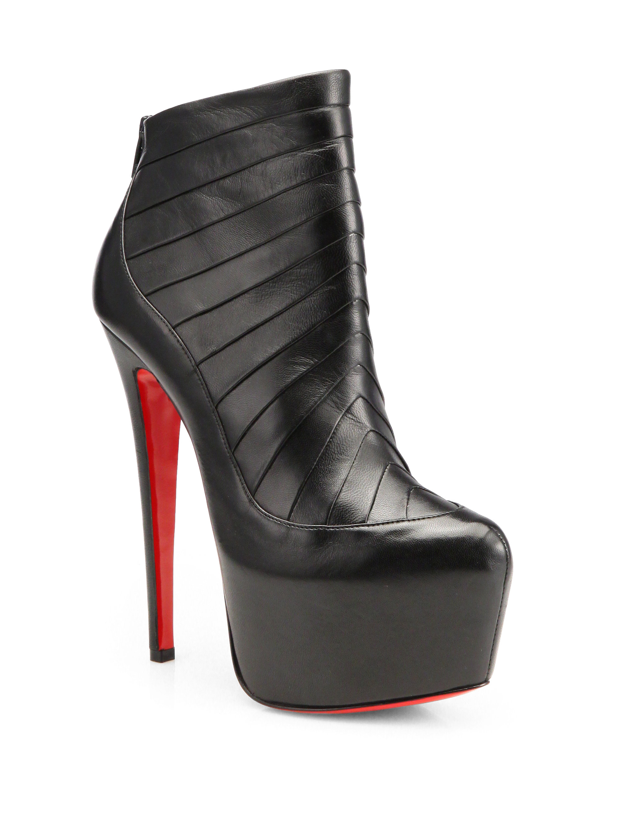 Christian Louboutin Amor Leather Platform Ankle Boots in Black | Lyst