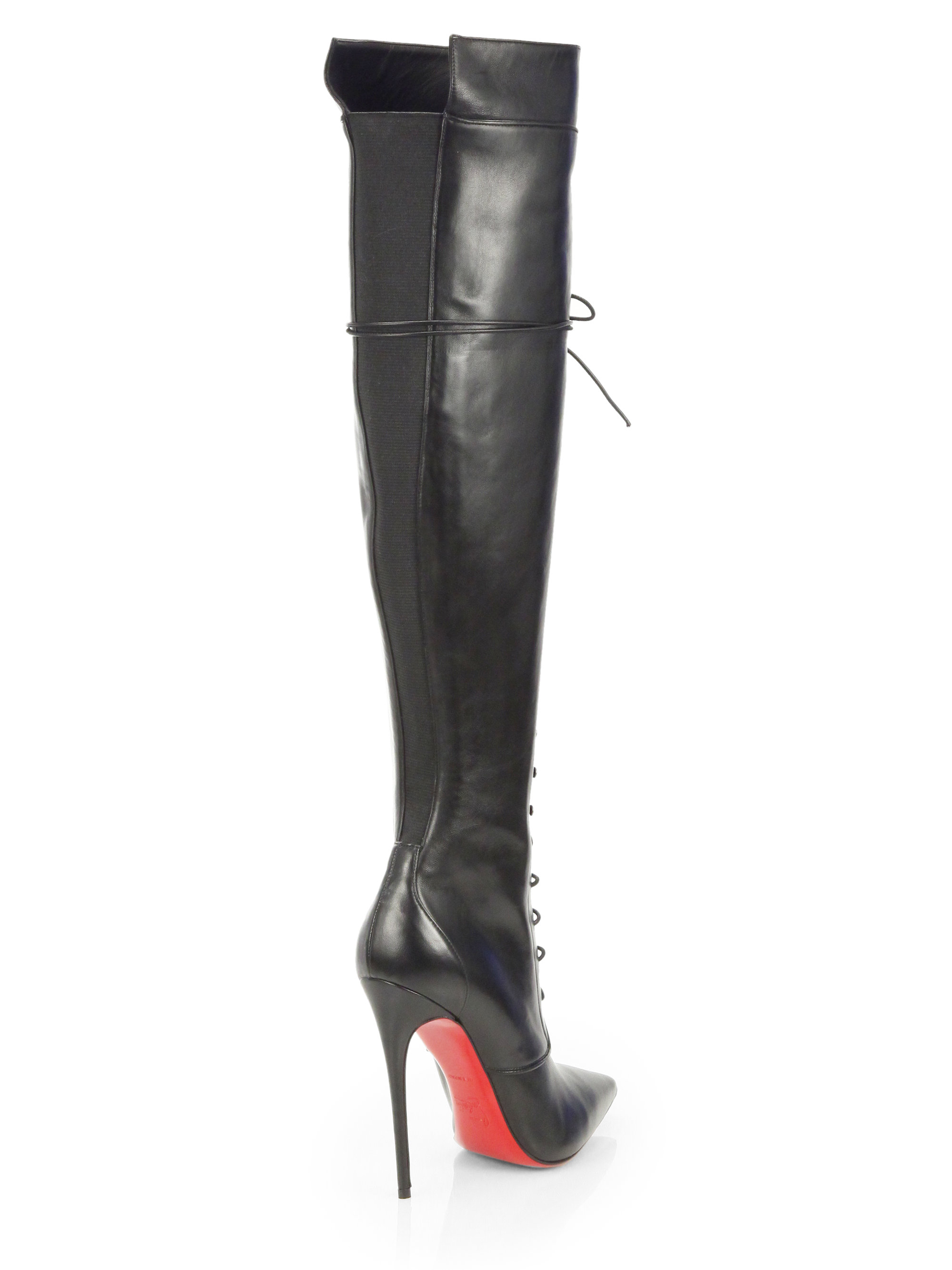 Christian Louboutin Mado Leather Lace-up Over the knee Boots in Black | Lyst
